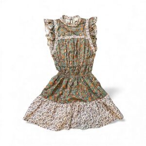 Universal Thread Green and Orange Floral Mini Dress, women's dress size S